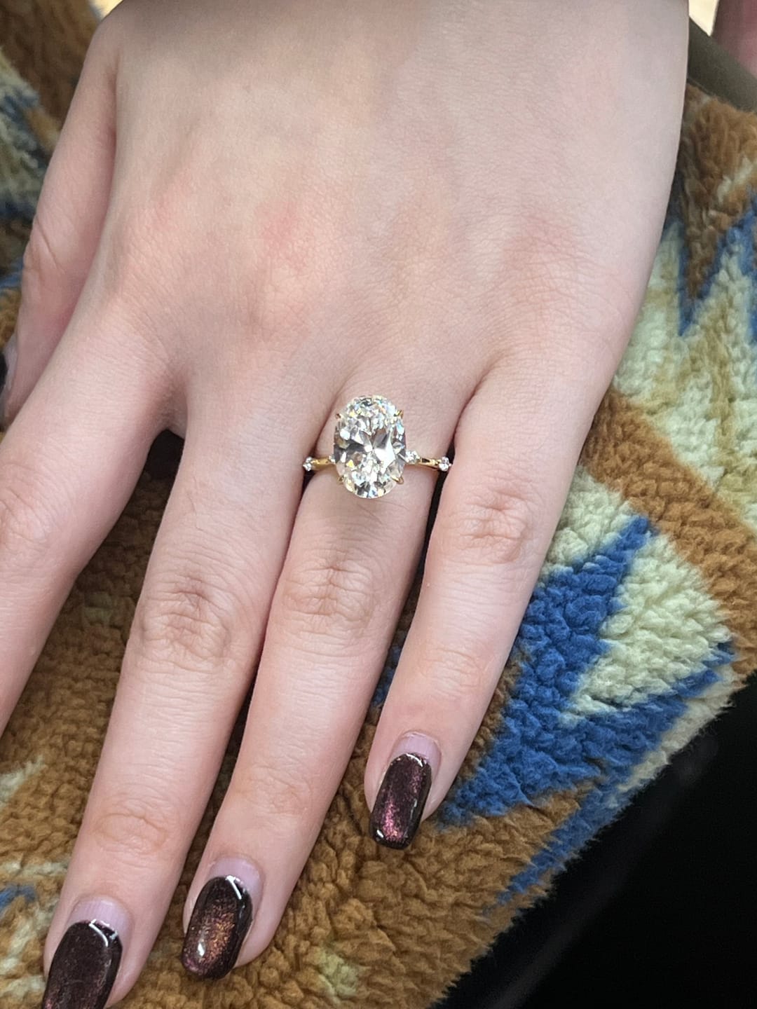 Customer photo review of S925 Yellow Gold 5.5Ct Oval Cut Engagement Ring In Sterling Silver