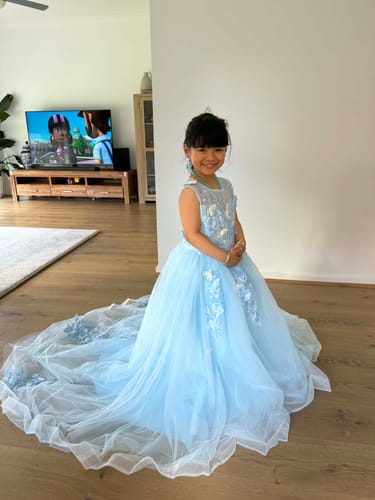 Customer photo review of Toddler Girl Pageant Dress Summer Butterfly Flower Girl Princess Communion Dress