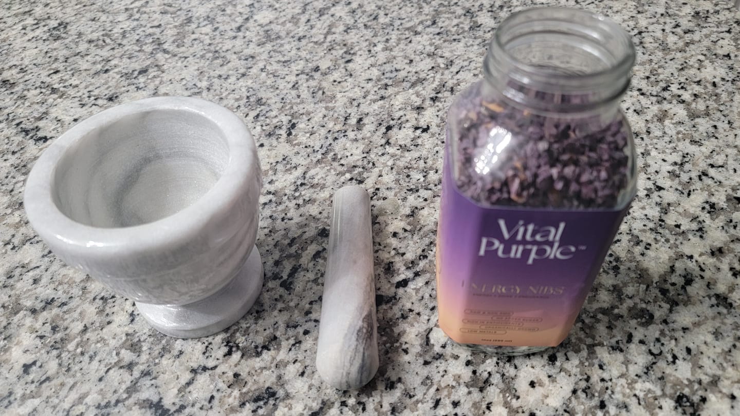 Customer photo review of High Flavanol Cocoa Nibs 10 oz | High Antioxidant | Low Cadmium | Raw Cacao | Purple Cocoa