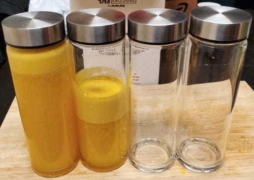 Customer photo review of Skinny Series Wide Mouth Glass Bottles Set w/ Stainless Steel Lids