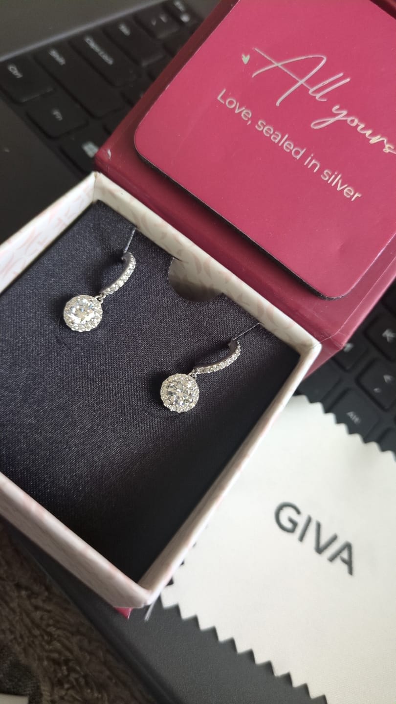 Customer photo review of Silver Zircon Drizzle Drop Earrings