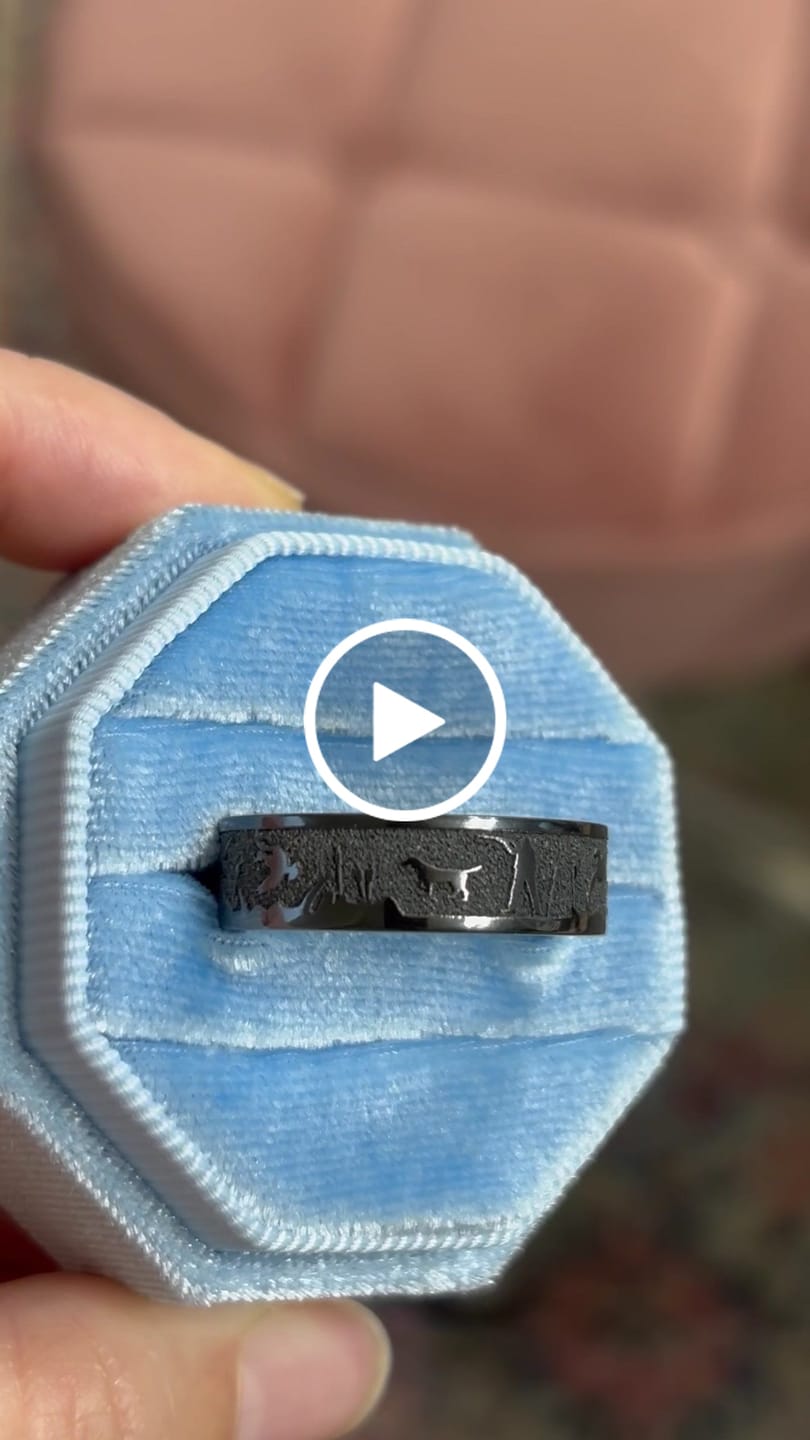 Customer video review of Laser Carved Duck Hunt Scenery Ring - 7mm Zirconium