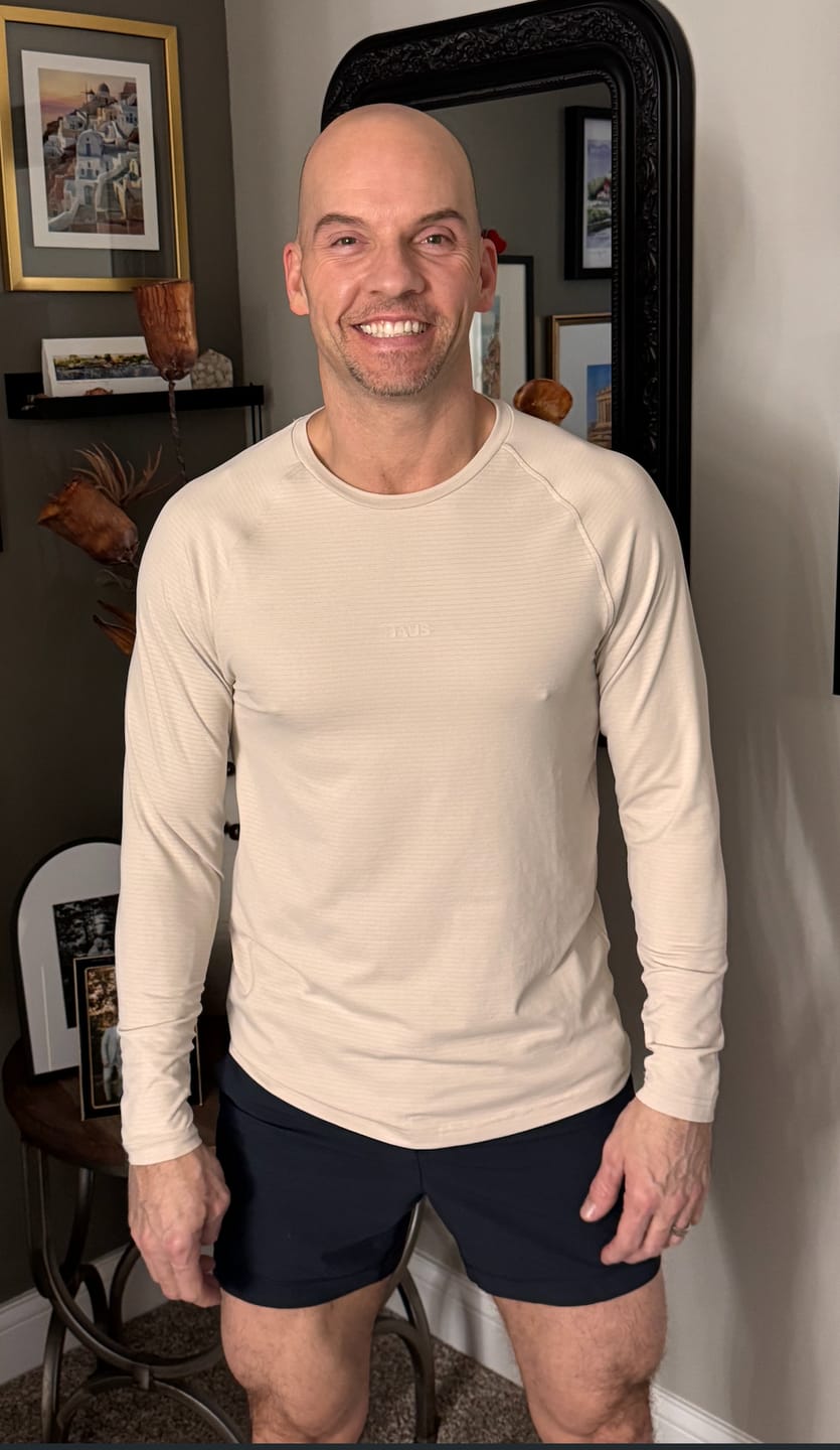 Customer photo review of Essentials Long Sleeve Athletic Fitted Tee