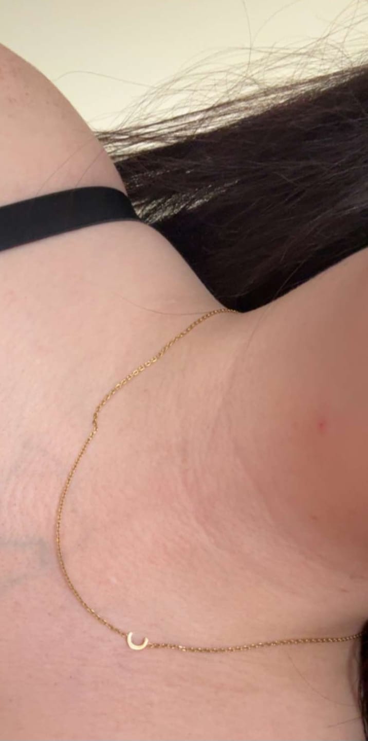 Customer photo review of Sideways Single Initial Letter Necklace