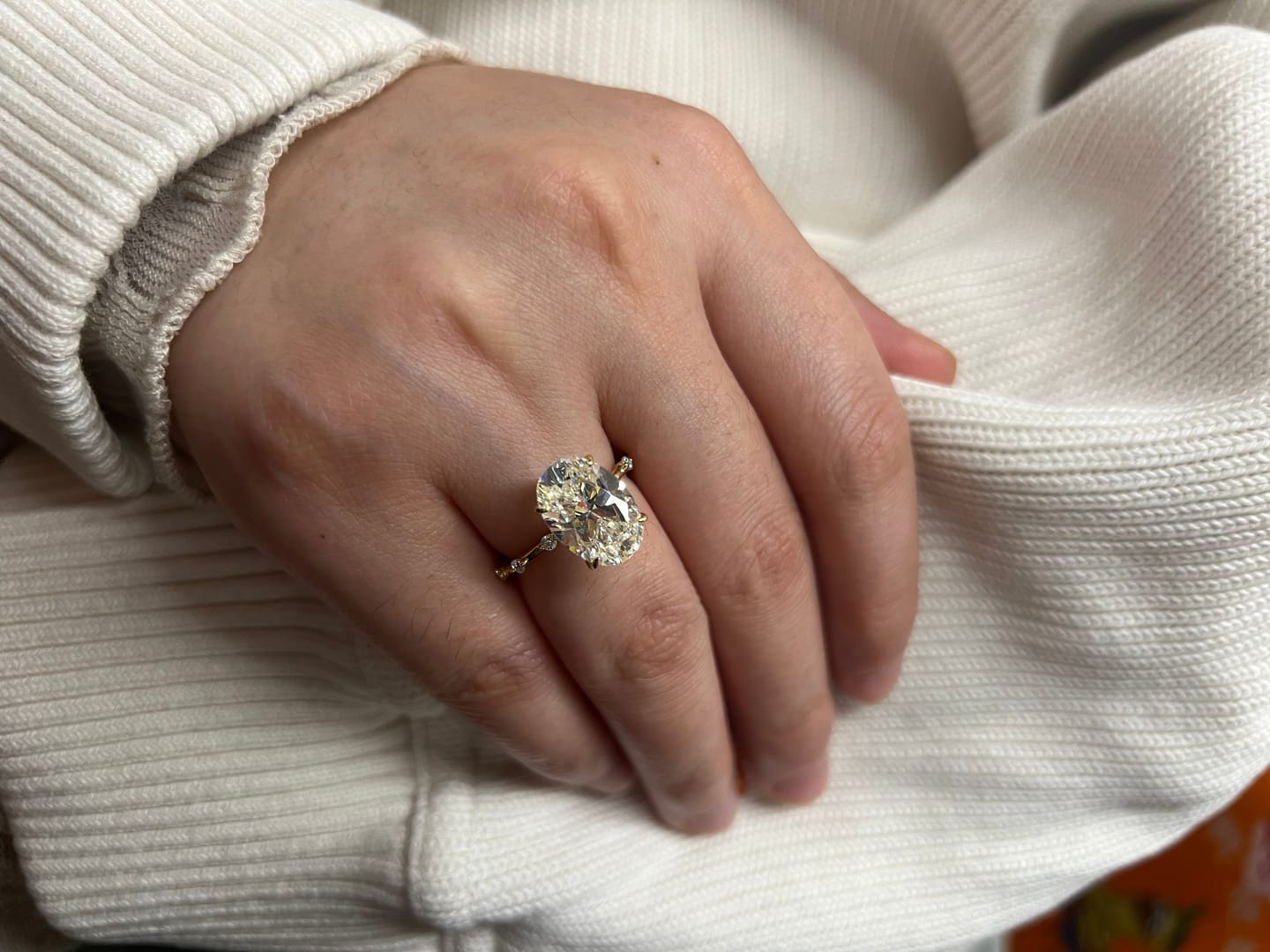 Customer photo review of S925 Yellow Gold 5.5Ct Oval Cut Engagement Ring In Sterling Silver