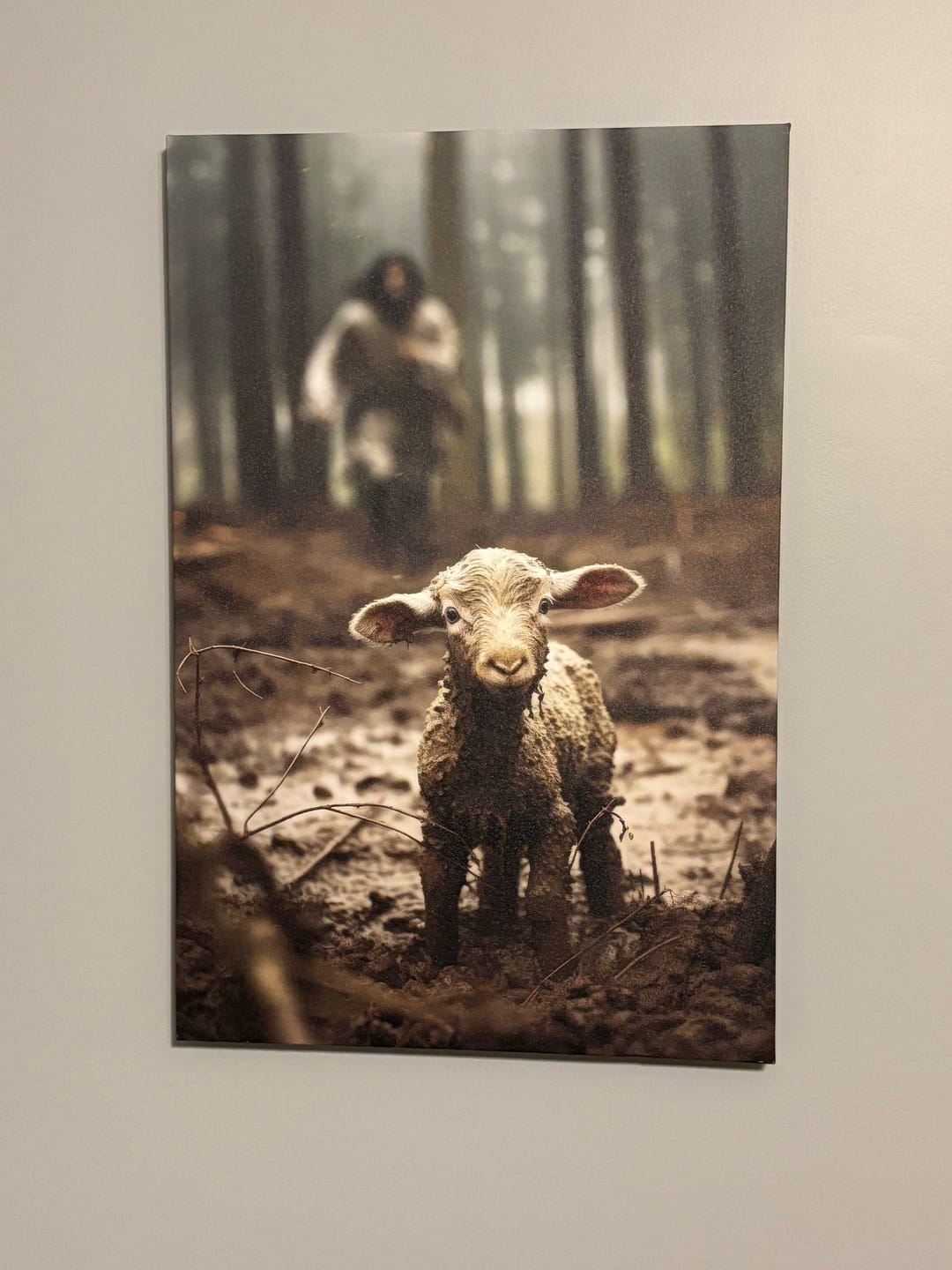 Customer photo review of Jesus Lamb of God, Jesus Running After Lamb, Wall Art Canvas