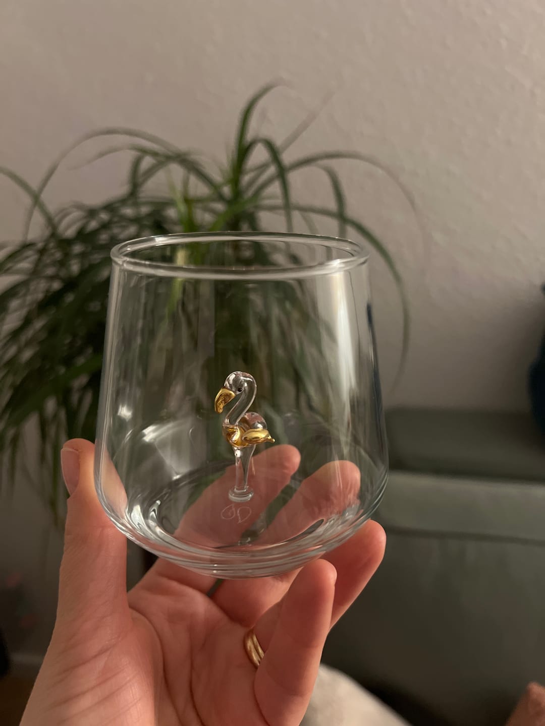 Customer photo review of Gold Flamingo Glass