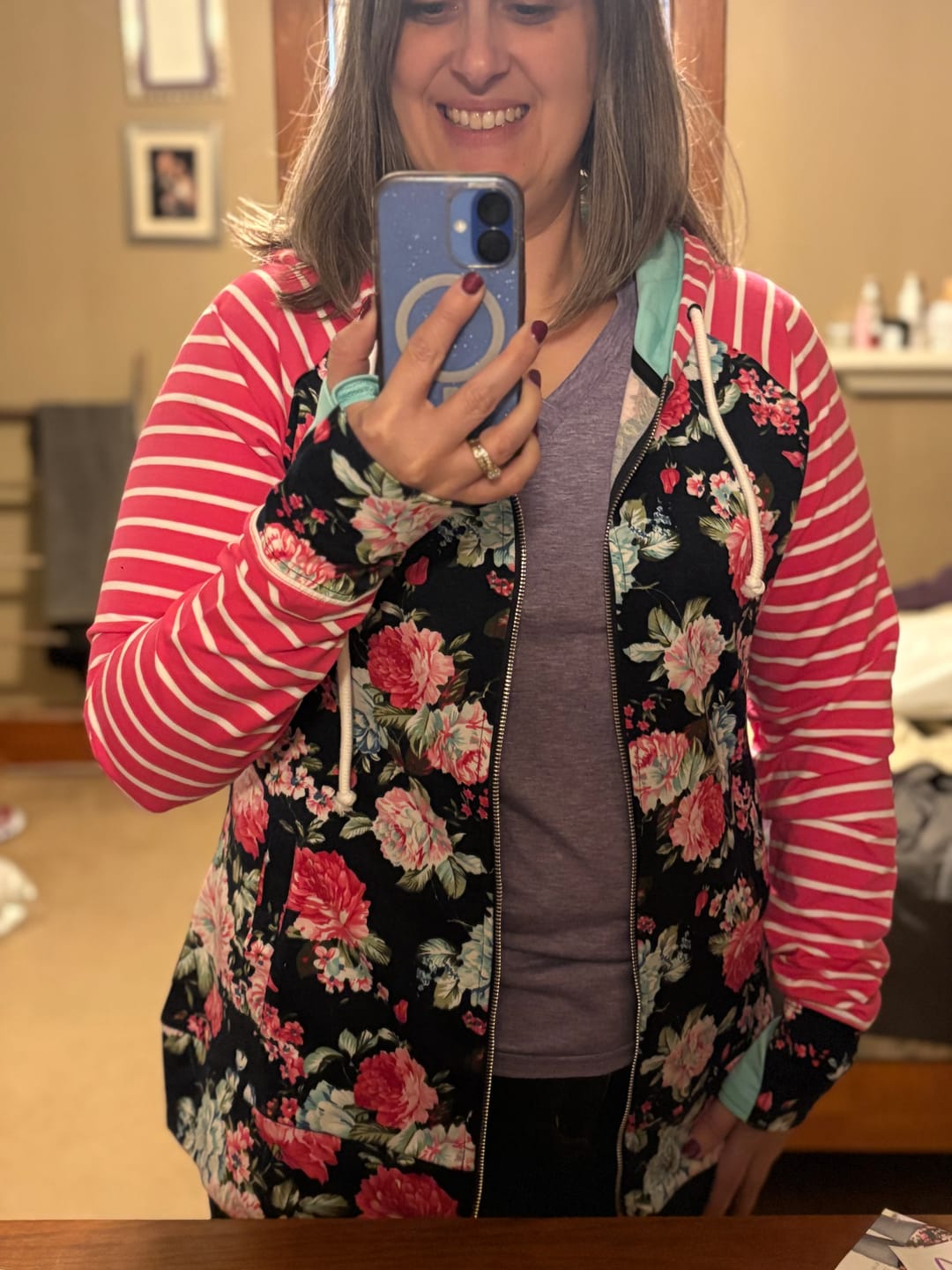 Customer photo review of Isabel Blue Floral Hoodie