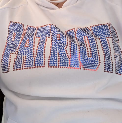 Customer photo review of Patriots Curve SPANGLE Transfer