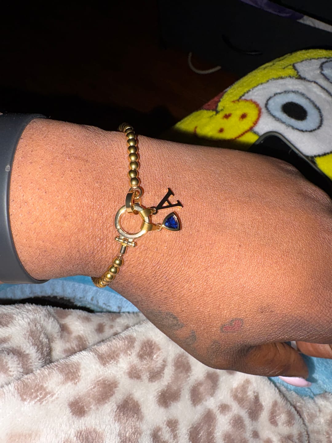 Customer photo review of Initial Birthstone w/ Beaded Bracelet