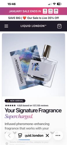 Reviewer's image from the product page showing the For Her Pheromone Perfume bottle next to its packaging.