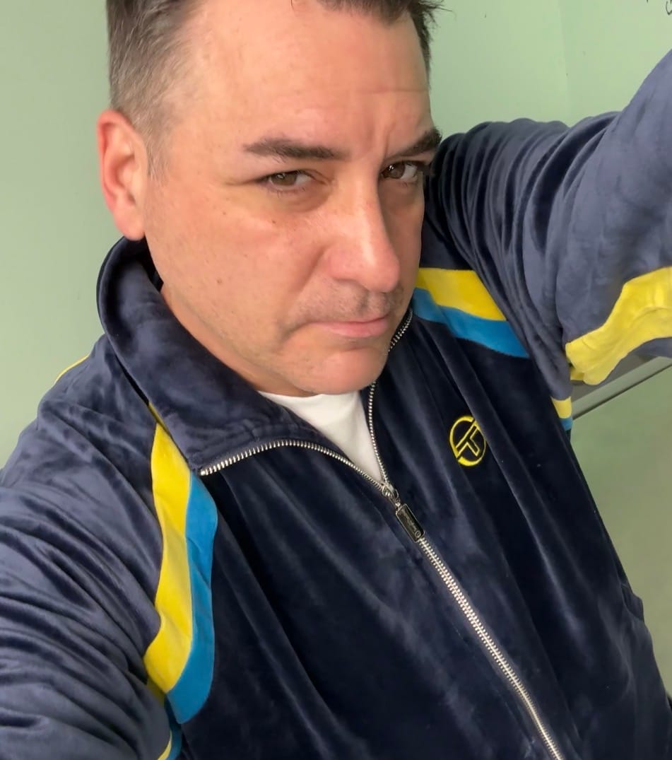 Customer photo review of Banda Velour Track Jacket- Maritime Blue