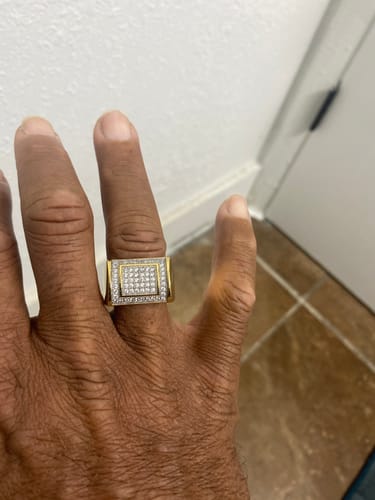 Customer photo review of Iced Out Ring Gold Stainless Steel CZ Quality Bling