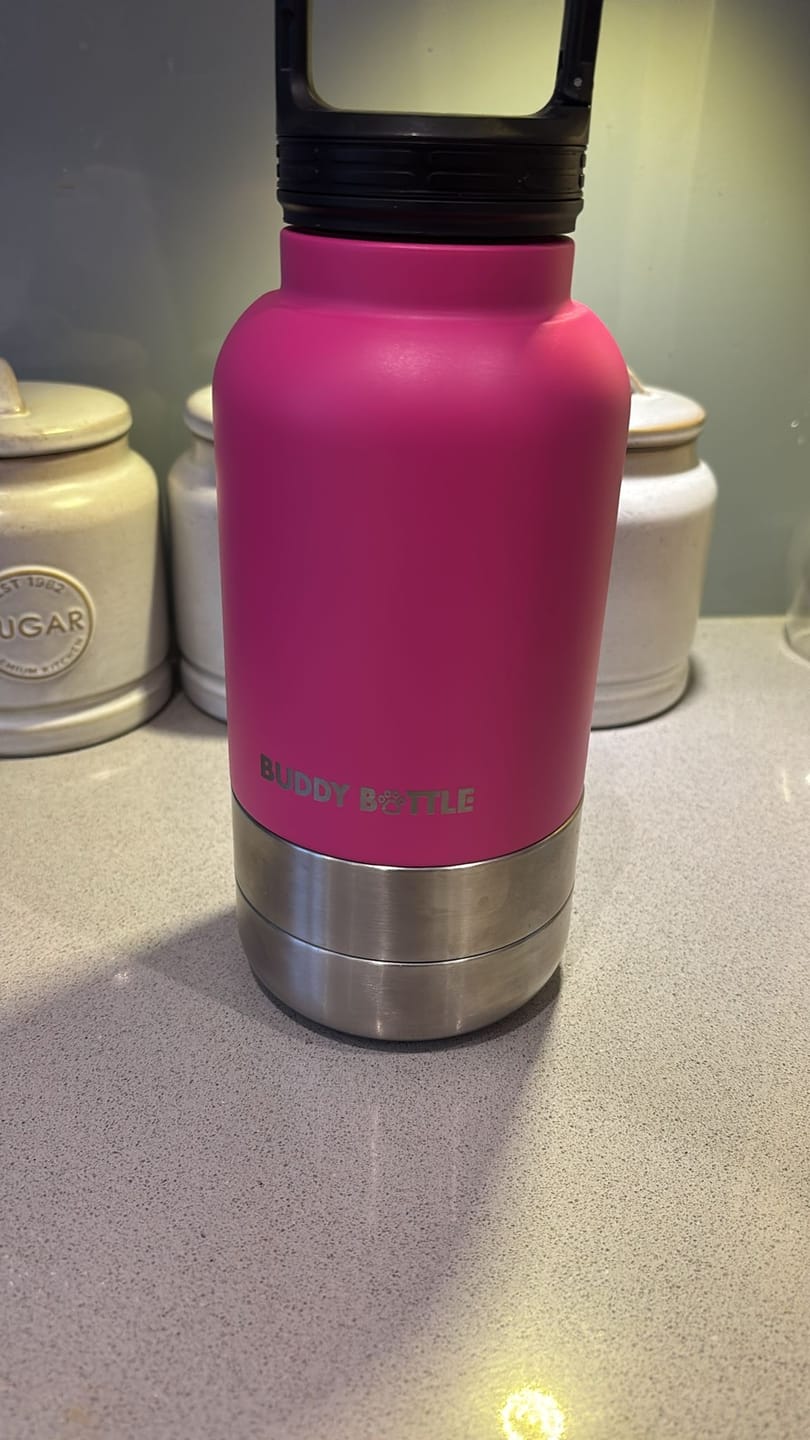 Customer photo review of SUNSHINE SIPPER - 3 in 1 Portable Travel Water Buddy Bottle For Dogs