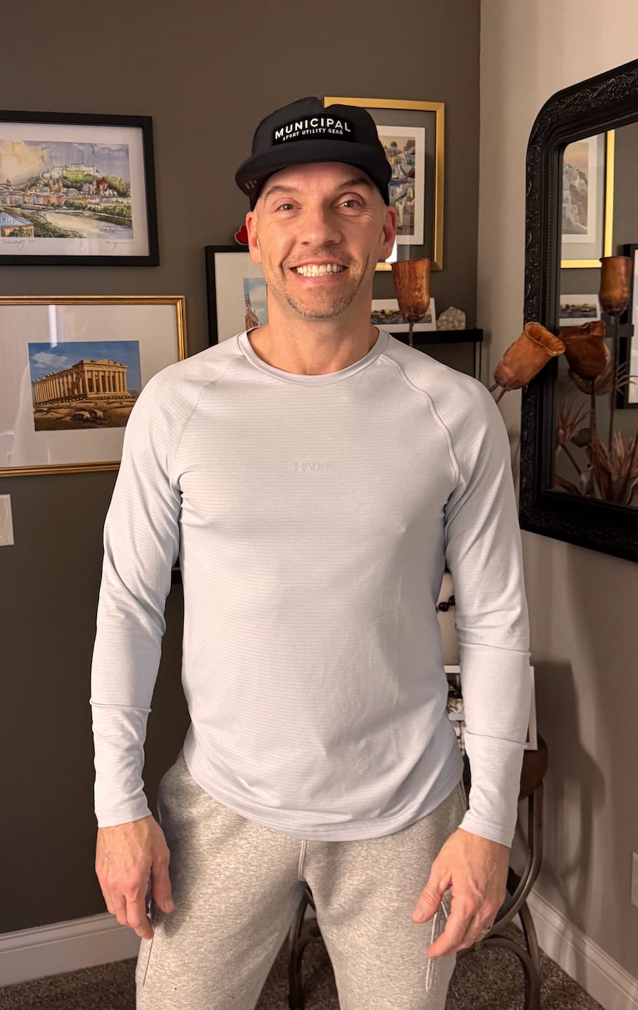Customer photo review of Essentials Long Sleeve Athletic Fitted Tee