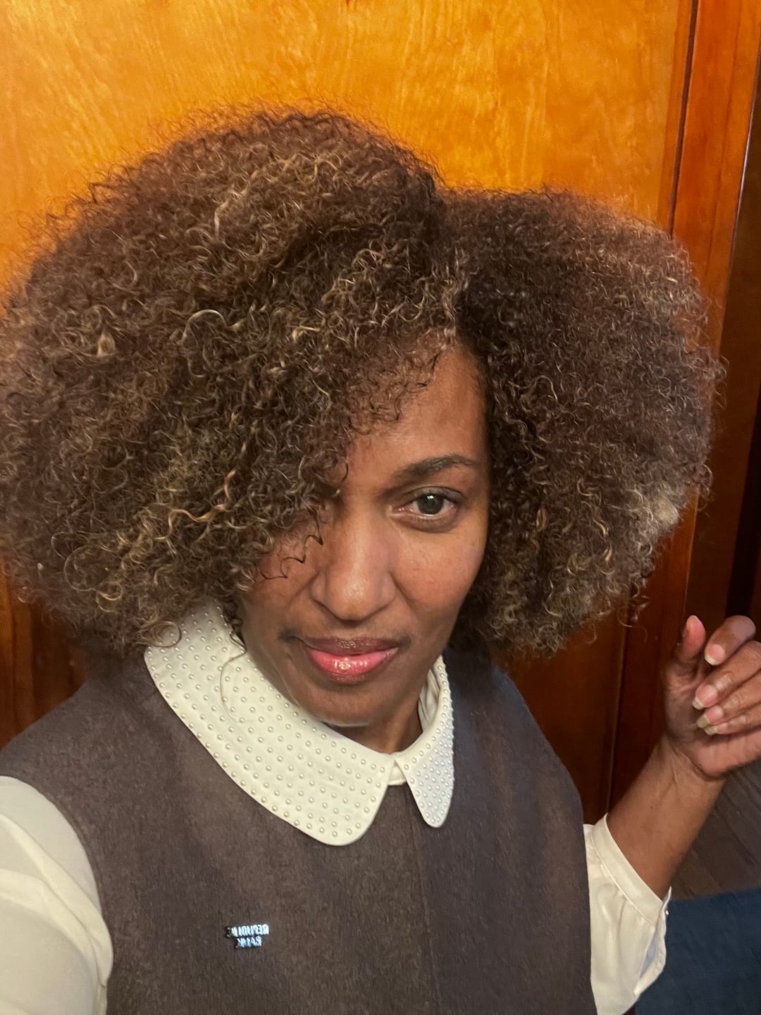 Customer photo review of Curly Hair Wash & Go System – Organic Jojoba Oil for Moisturized, Nourished Curls with Calming Lavender 💜 (Steps 1–4)