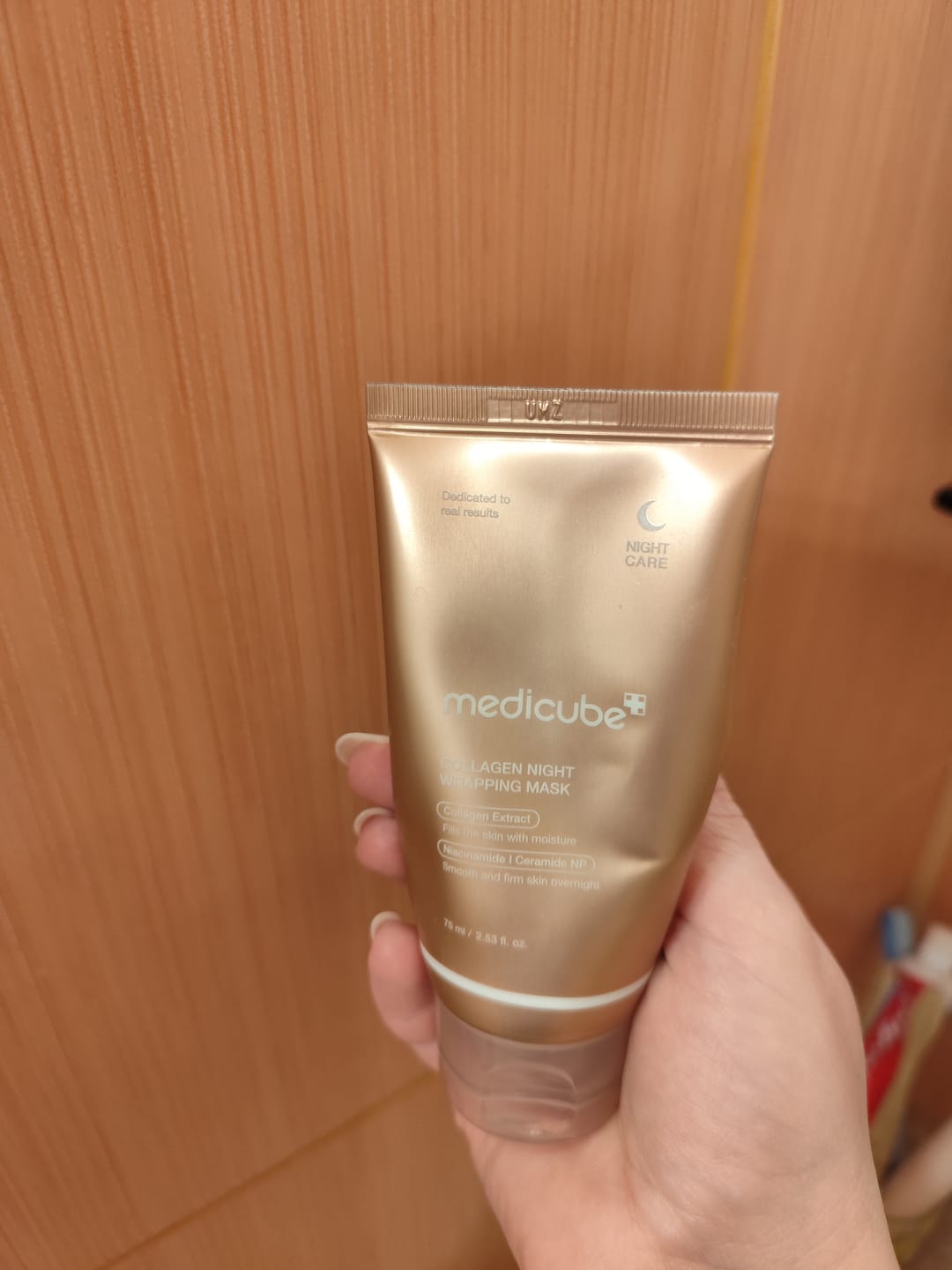 Customer photo review of Nostiprinoša nakts maska sejai Medicube Collagen Night Wrapping Mask
