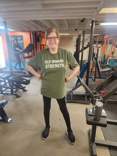Customer photo review of Old Woman Strength T-Shirt