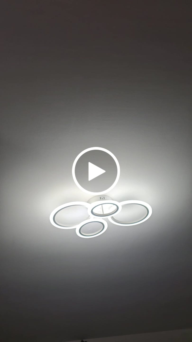 Customer video review of Lustra LED 2+2 CIRCLE Design Alb Echivalent 400W Telecomanda