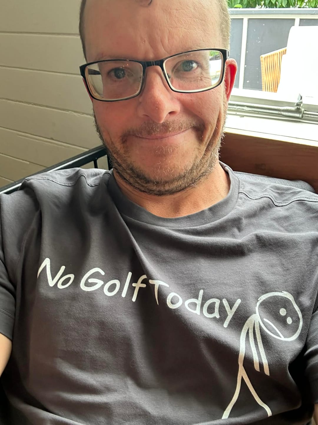 Customer photo review of No Golf Today T-Shirt