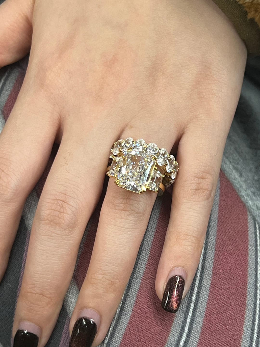 Customer photo review of S925 8 Ct Louily Luxurious Three Stone Radiant Cut Wedding Set In Sterling Silver
