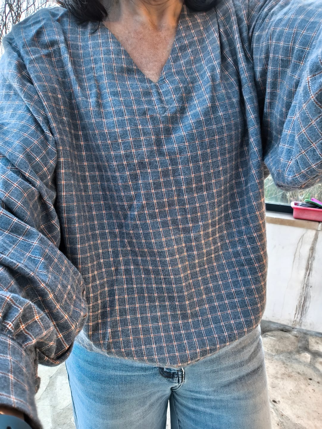 Customer photo review of Blouse  Mina – Flanelle tartan de coton acidulé