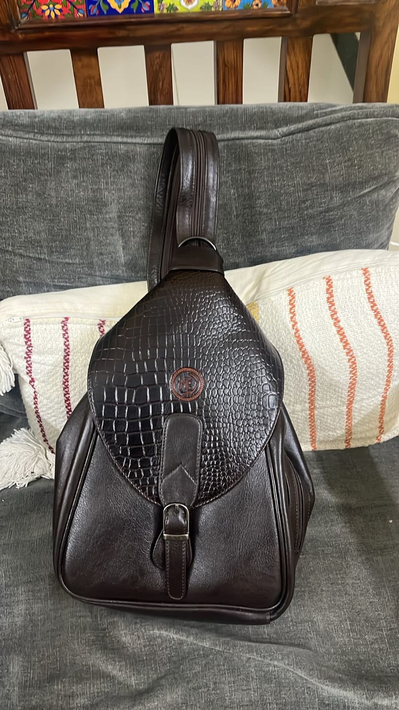 Customer photo review of Croco Leather Shoulder Bag - Maroon Colour