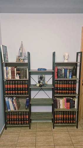 Customer photo review of Μεγάλη Βιβλιοθήκη Ράφι για Σαλόνι Γραφείο 24 x 158 x 166 cm, Δρυς με Μπλε Grain LL-S107B60