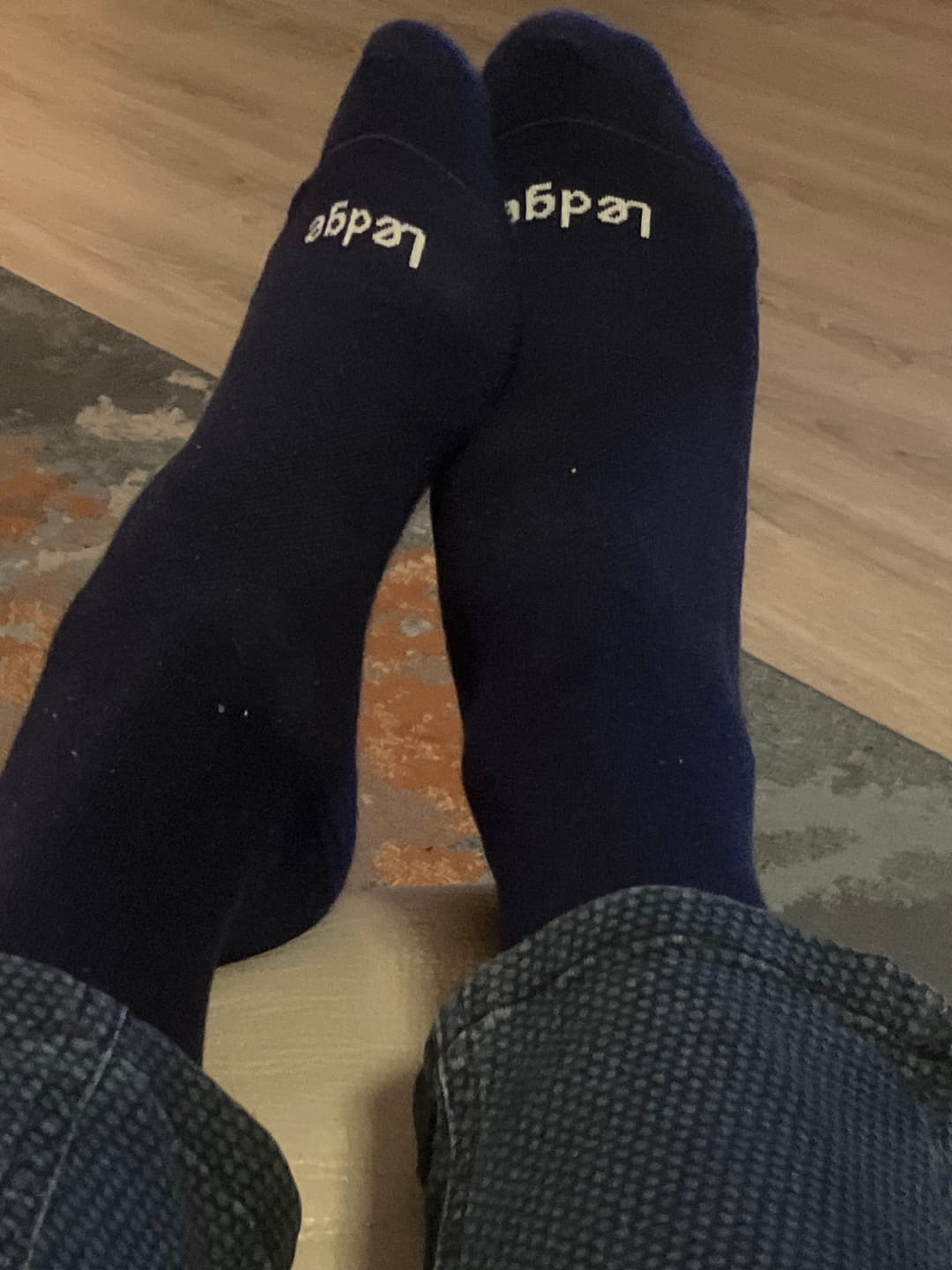 Customer photo review of Essential Compression Socks Navy Blue
