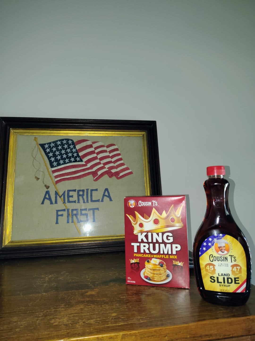 Customer photo review of Cousin T's Gourmet King Trump Pancake & Waffle Mix