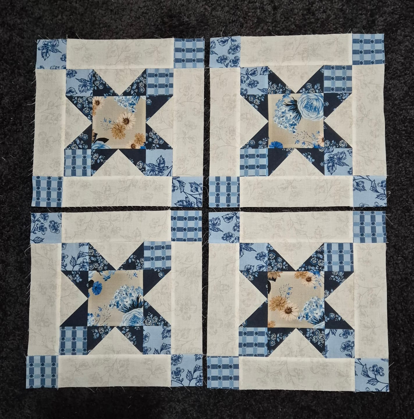 Customer photo review of Block Of The Month - Log Cabin Bellflower (98.5" x 98.5")