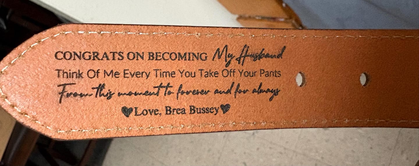 Customer photo review of Custom Leather Belt, Valentine's Day Gift for Boyfriend, Unique Gift for Husband