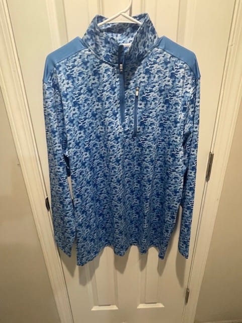Customer photo review of Blue Camo Quarter Zip