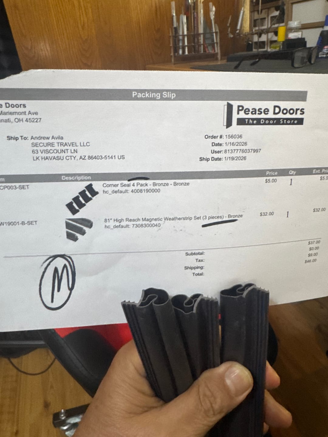 Customer photo review of 81" High Reach Magnetic Weatherstrip Set (3 pieces)