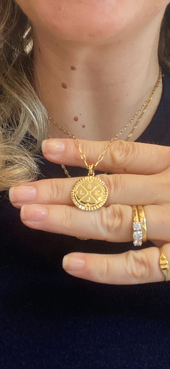 Customer photo review of Engravable Compass Necklace