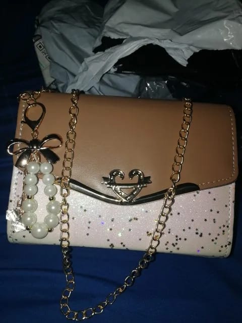 Customer photo review of Women's Bag Korean Ins Fashion High-end Single Shoulder Bag Sequin Trend Bow Pendant with Chain Bag Сумка Женская