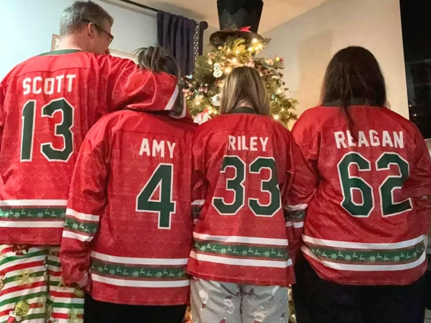 Customer photo review of Family Christmas Custom Hockey Jersey