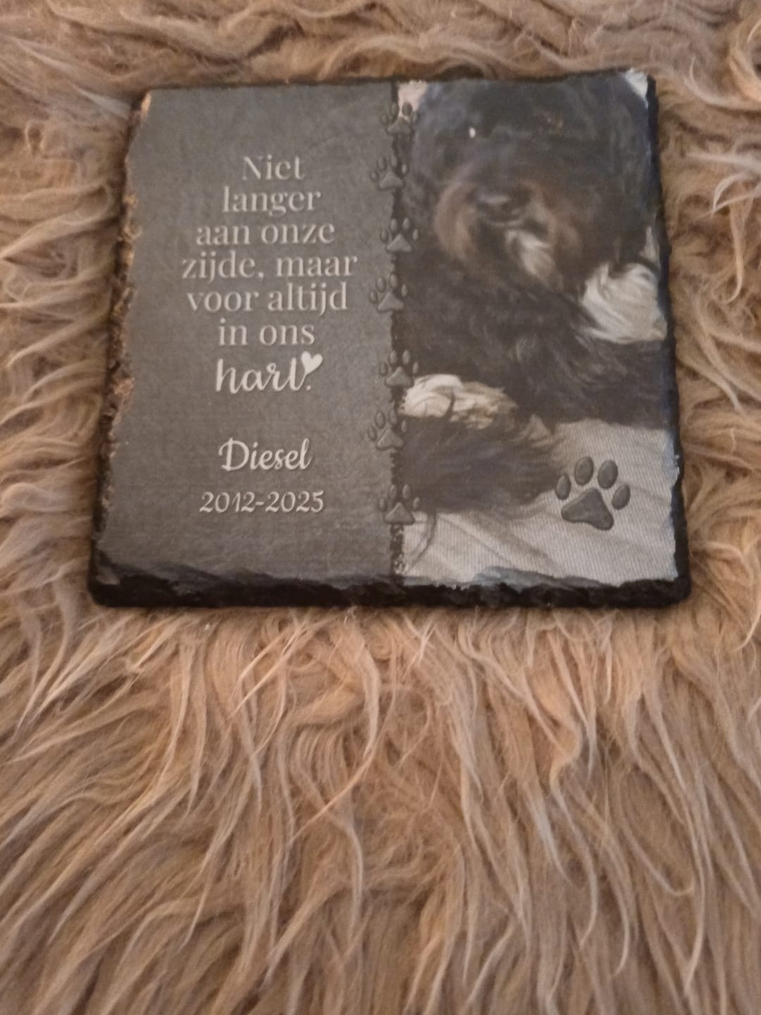 Customer photo review of Voor altijd in het hart - Gepersonaliseerde leisteen