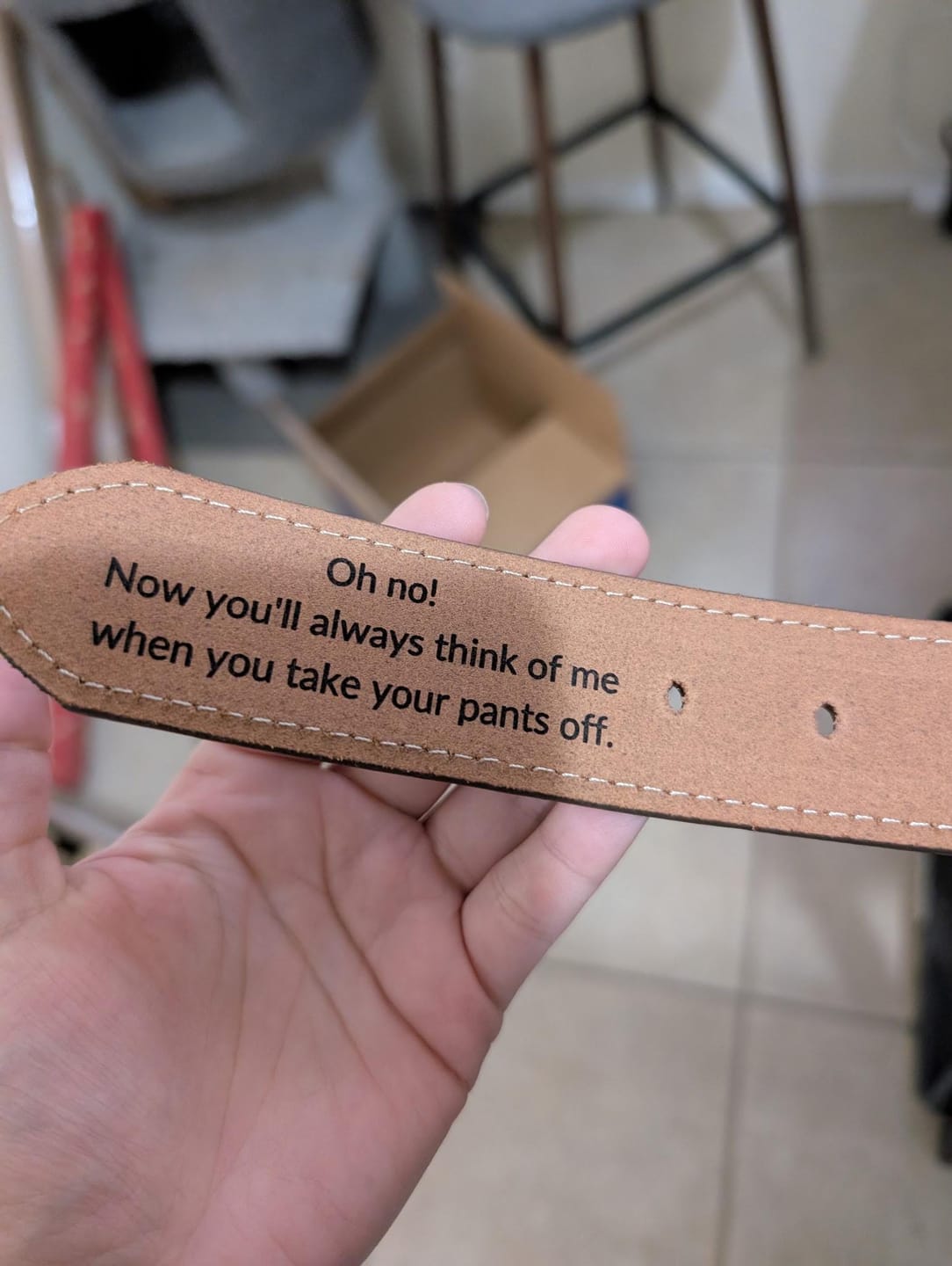Customer photo review of Custom Leather Belt, Valentine's Day Gift for Boyfriend, Unique Gift for Husband