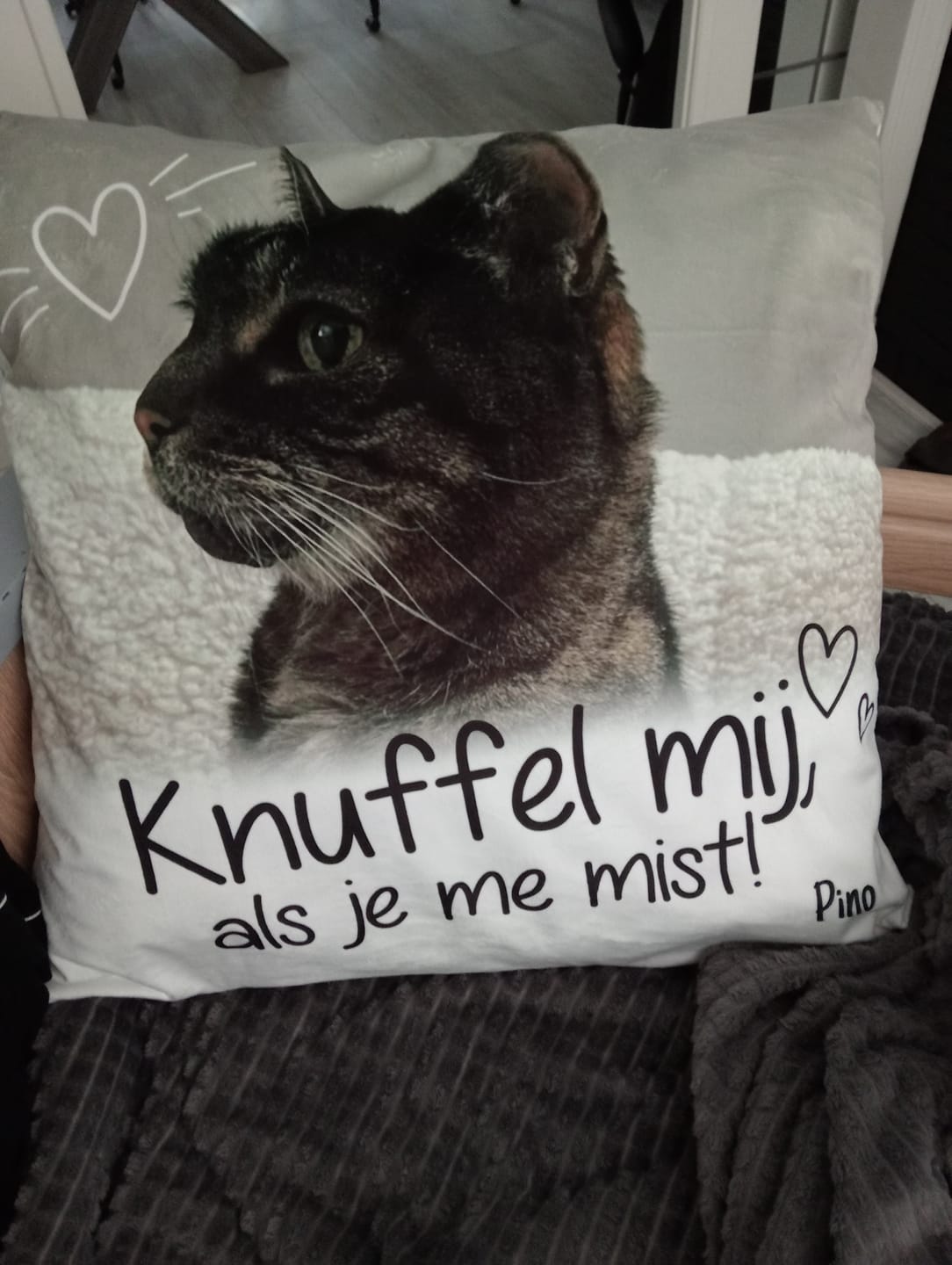 Customer photo review of Knuffel mij als je me mist - Gepersonaliseerde kussen
