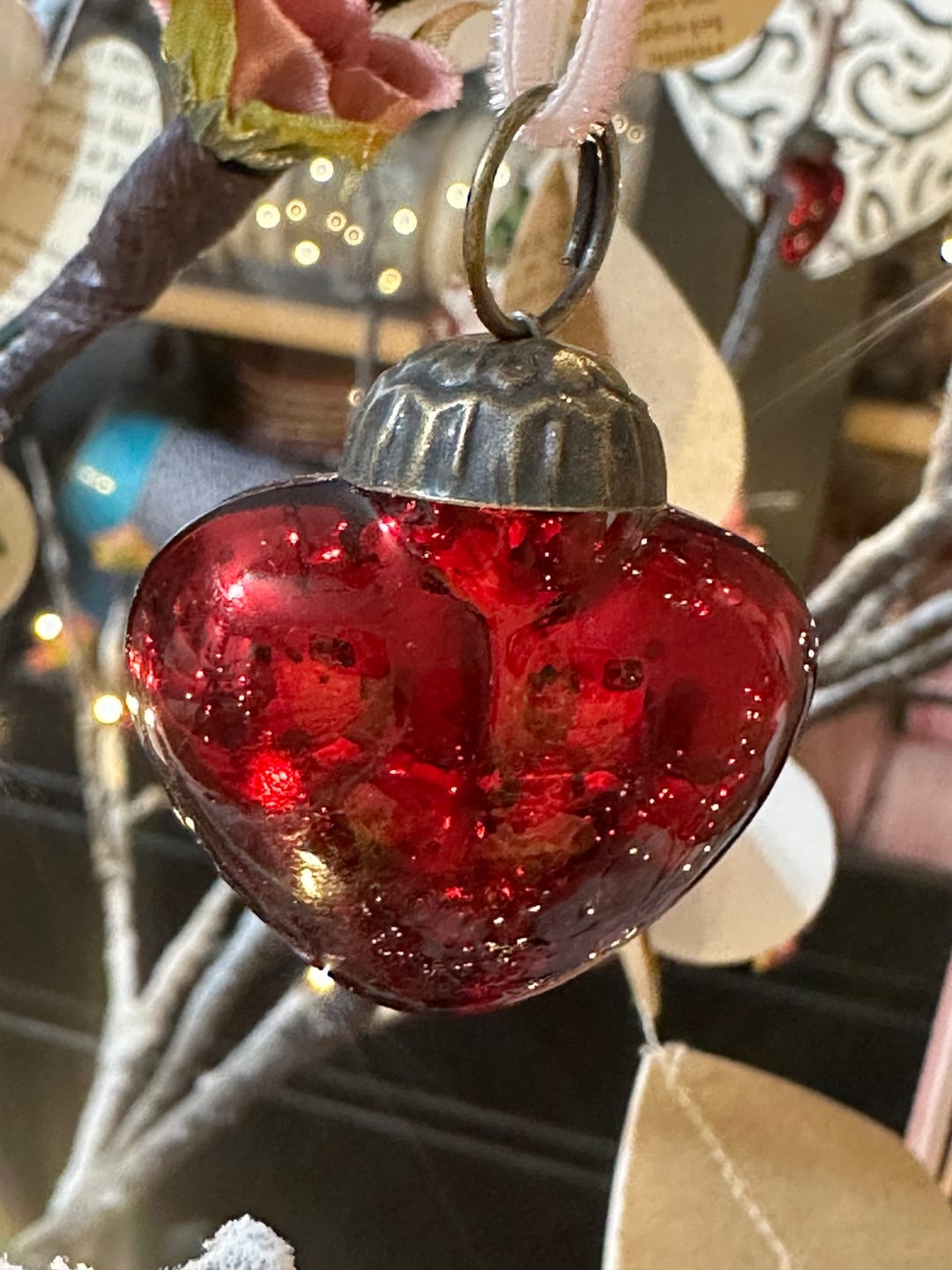 Customer photo review of 6 Pack | 1.5" Red Cora Mercury Glass Heart Ornaments Christmas Tree Decoration