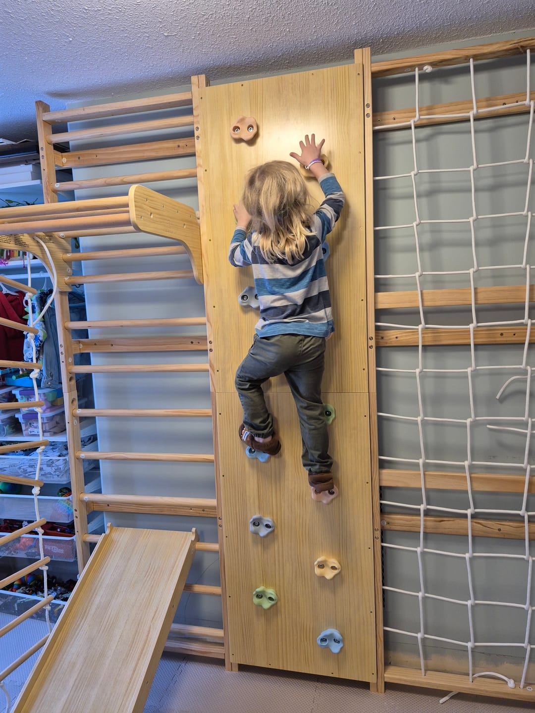 Customer photo review of Walnut | Swedish Ladder Jungle Gym - 95" Height - Wall Mounted