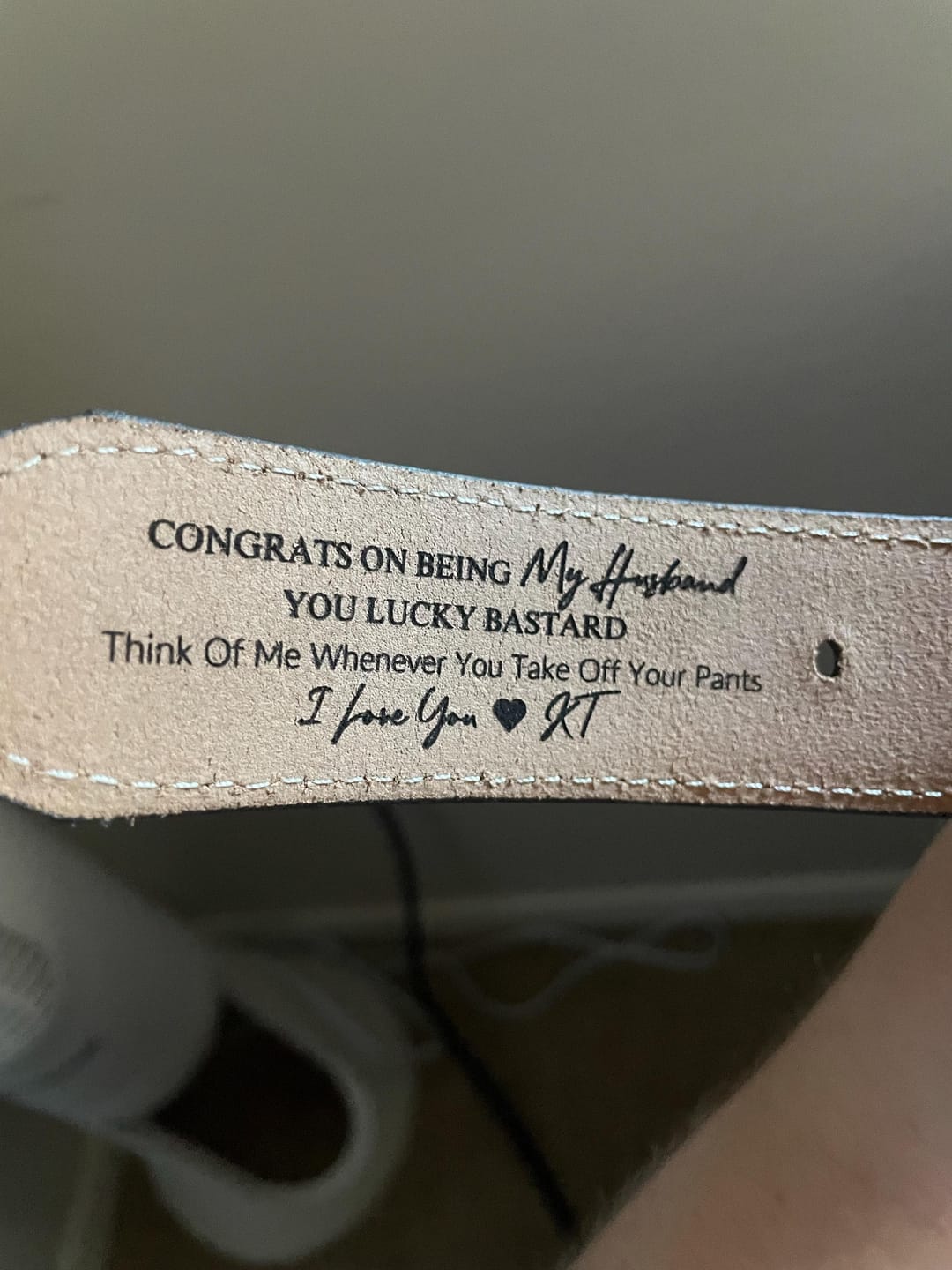 Customer photo review of Custom Leather Belt, Valentine's Day Gift for Boyfriend, Unique Gift for Husband