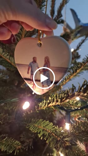 Customer video review of Engagement Ornament - Custom Map & Photo Gift Heart-shaped Ceramic Ornament