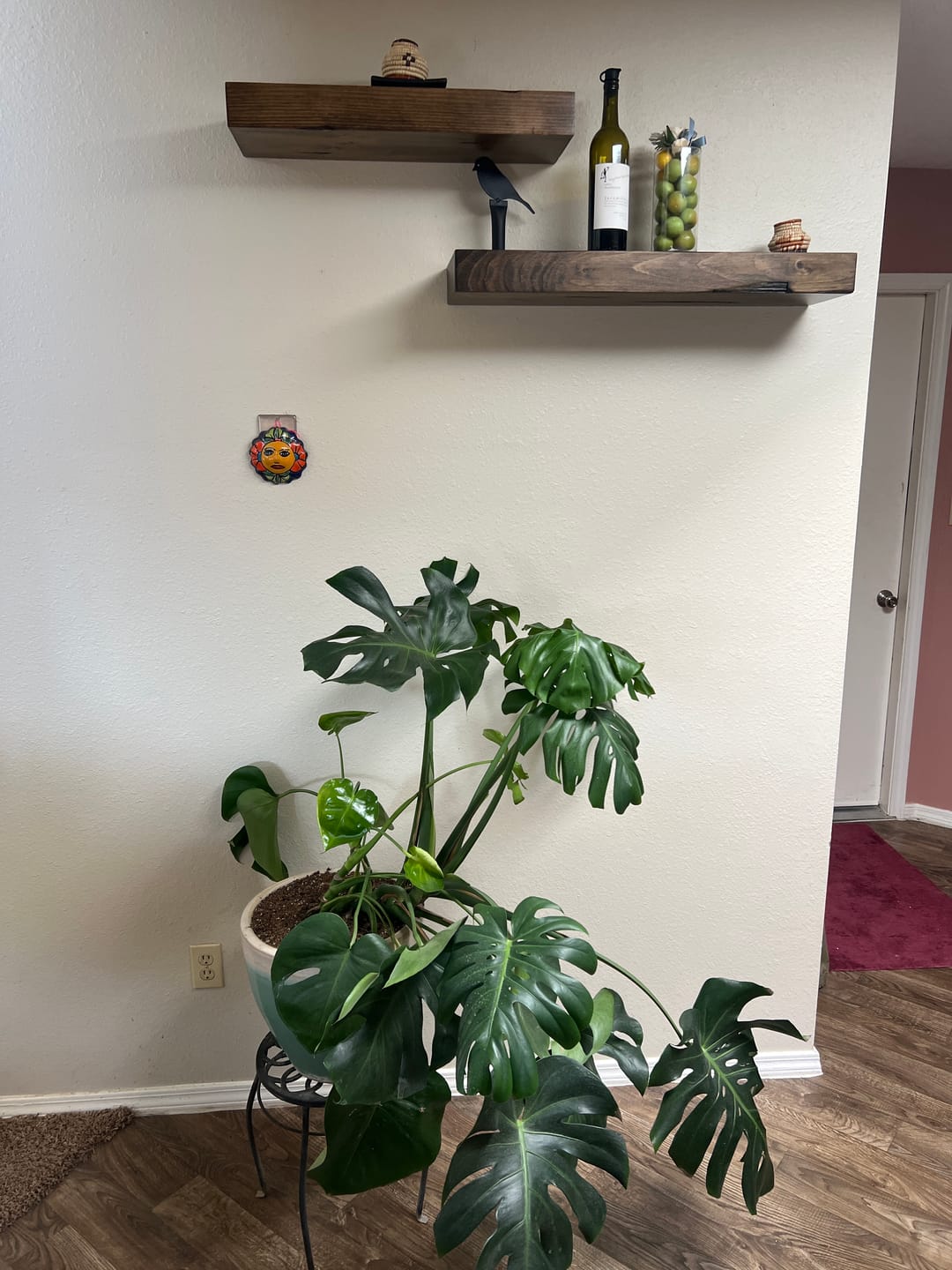 Customer photo review of Distressed 3" Thick Floating Shelves