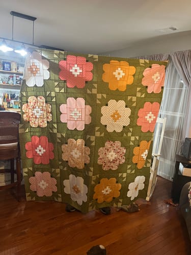 Customer photo review of Vintage Blooms Pre-Cut Ready-To-Sew Quilt Kit Featuring Moda Wild Honey