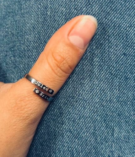 Customer photo review of Personalizovaný prsten se jménem domácího mazlíčka