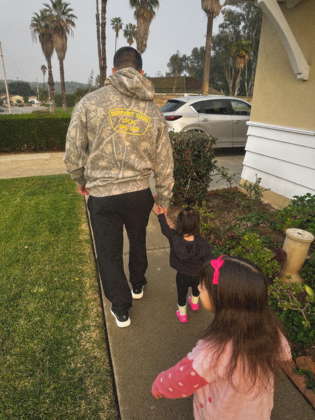 Customer photo review of Support Your Local Girl Dad Hoodie (Tree Camo Edition)