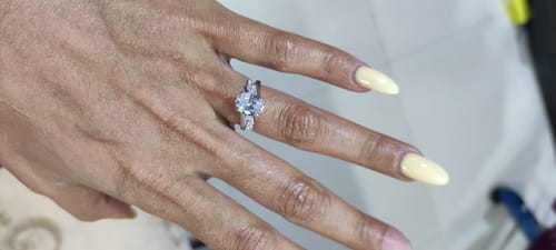 Customer photo review of 2Ct Sarah Silver Oval Solitaire Ring