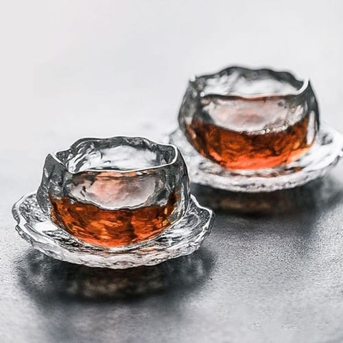 Customer photo review of Ice Block Glass Gongfu Tea Cup With Saucer